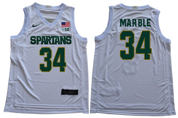 Men Michigan State Spartans #34 Julius Marble NCAA Nike Authentic White 2020 College Stitched Basketball Jersey CG41Y63XN